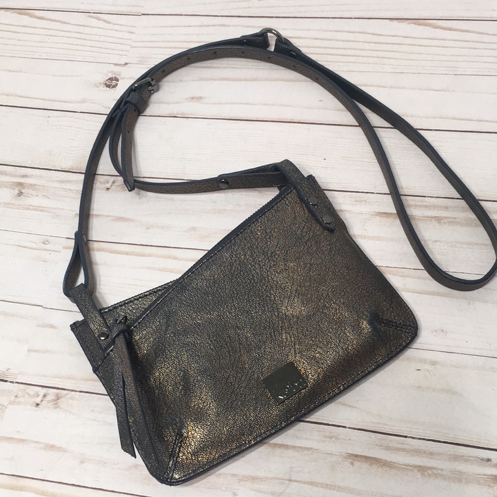 Kooba mini crossbody, leather metallic bronze gold